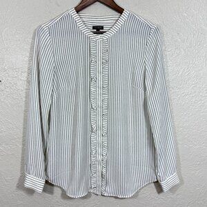 Talbots Blouse Top Small Ruffled Button Geometric Minimalist Quiet Luxury Career